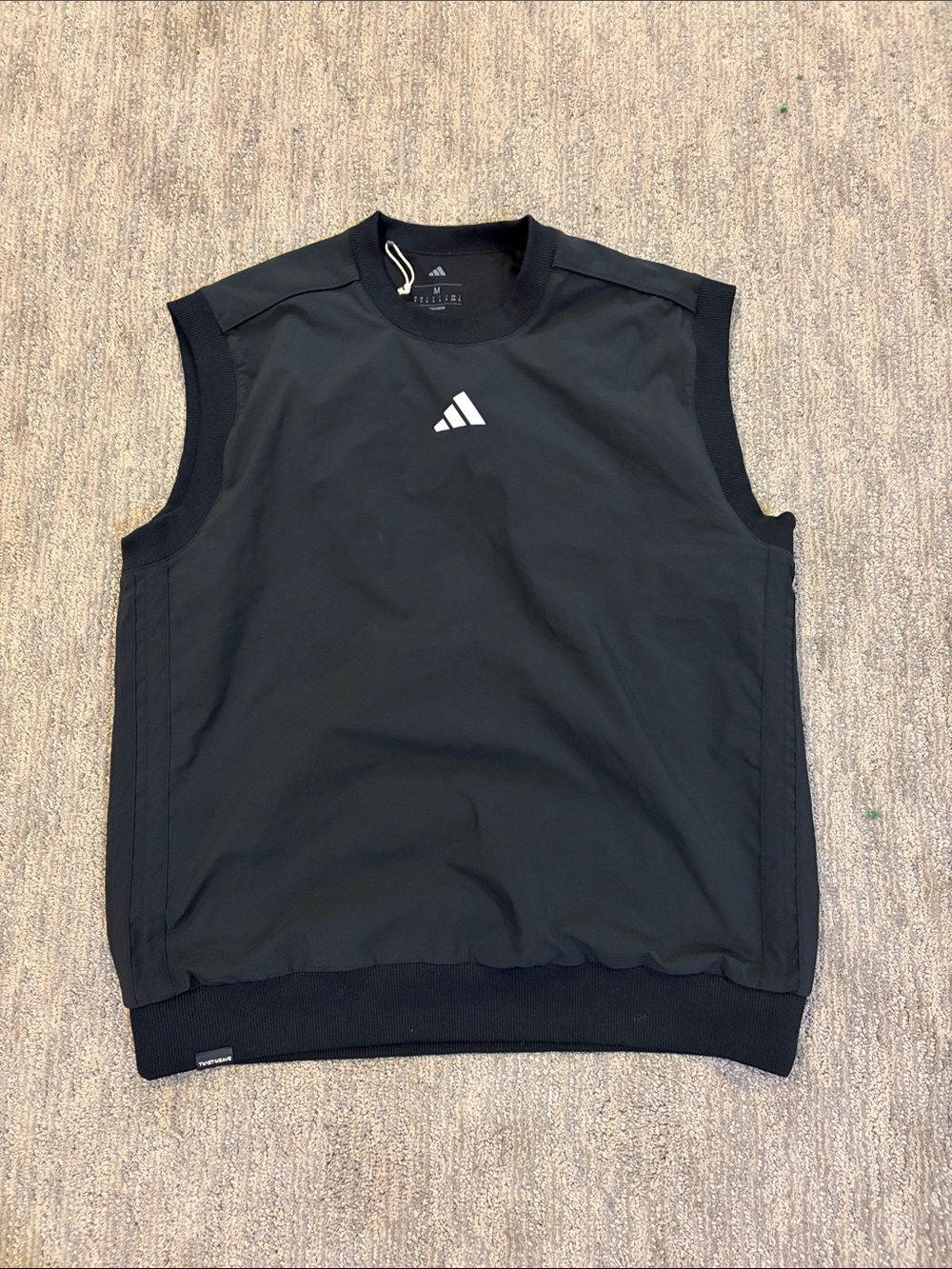 adidas Black Sleeveless golf Vest with White Logo